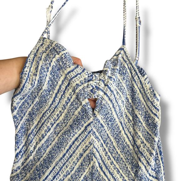 Japna Blue & White Boho Maxi Dress Size L – Smocked Back & Adjustable Straps - Picture 6 of 8